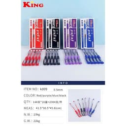 Hộp 12 cây bút gel mini King K009 xanh, tím, đỏ, đen giá sỉ 5