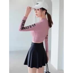 Bộ bơi nữ , bikini dài tay hai mảnh chân váy xoè tay chữ 4