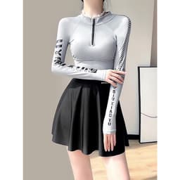 Bộ bơi nữ , bikini dài tay hai mảnh chân váy xoè tay chữ 7