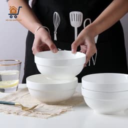 Tô phở , bát canh bằng sứ màu trắng có ngấn 18cm Bát sứ đựng cơm canh 3