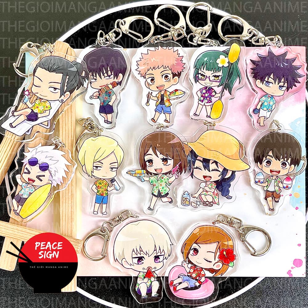 (mua 1 tặng 1) ( NGHỈ MÁT ) Móc khóa JUJUTSU KAISEN Chú Thuật Hồi Chiến anime chibi mica trong acrylic xinh xắn