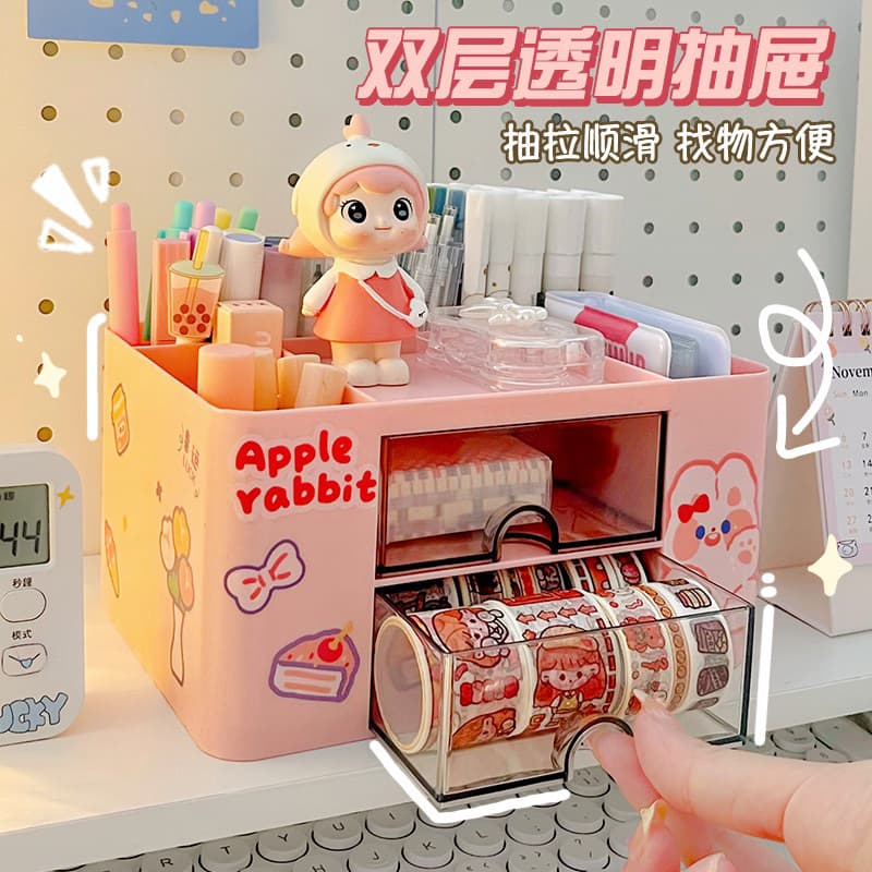 Kệ đựng bút đồ dùng học tập hộp lưu trữ văn phòng phẩm để bàn học sinh dễ thương