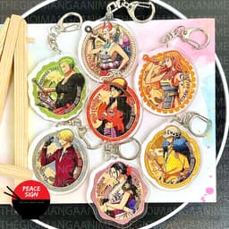 (Mua 1 tặng 1) Móc khóa mica ONE PIECE ĐẢO HẢI TẶC ver OVAL hình in 2 mặt 1