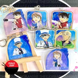 (mua 1 tặng 1) Móc khóa CONAN THÁM TỬ LỪNG DANH ver SAO BĂNG in hình anime chibi mica trong acrylic dễ thương 1