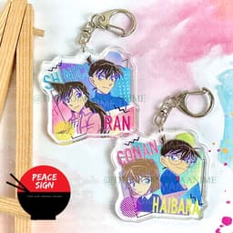 (mua 1 tặng 1) Móc khóa DETECTIVE CONAN - CONAN HAIBARA & SHINICHI RAN in hình anime THÁM TỬ LỪNG DANH chibi mica 1