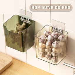 Hộp Nhựa Đựng Hành Tỏi, Hoa Qủa Để Tủ Lạnh Có Móc Dán Treo Tường 8
