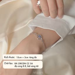 Vòng Tay NHÀ CÚ Mặt Viền Lá Đính Đá Màu Bạc Nữ Tính 3371 3