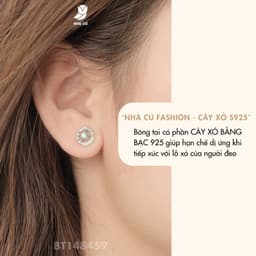 Bông Tai Nữ Đổi Màu NHÀ CÚ Hình Lá Đính Đá Zircon Cz 5A Cây Xỏ S925 Màu Xanh Màu Bạc 148459 6