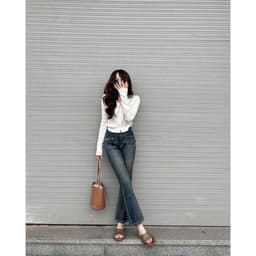 Quần jeans loe lưng cao ống dài hàng loại 1 màu siêu hot 2023 4