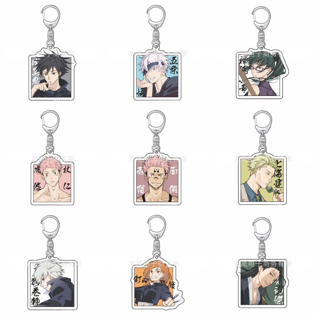 (mua 1 tặng 1) (VUÔNG CHỮ) Móc khóa JUJUTSU KAISEN Chú Thuật Hồi Chiến in hình anime chibi mica trong acrylic xinh xắn