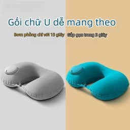 Gối bơm hơi tự động,gối chữ U,gối du lịch,gối bơm hơi,không cần thổi miệng,gấp gọn tiện mang theo 1