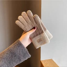 Găng tay len nam nữ giữ ấm mùa đông, lông giả, thiết kế đơn giản, màu nhẹ nhàng 7
