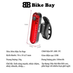 Đèn hậu xe đạp thể thao, Đèn cảnh báo xe đạp dùng 4-12H liên tục sạc USB Chống Nước - DH04 8