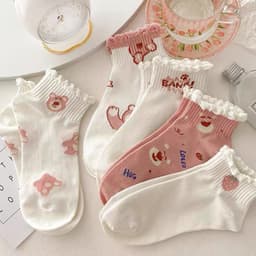 Tất Vớ Nữ Họa Tiết Gấu Hồng Cổ Bèo Dễ Thương Phong Cách Hàn tt23 { u304 } 7