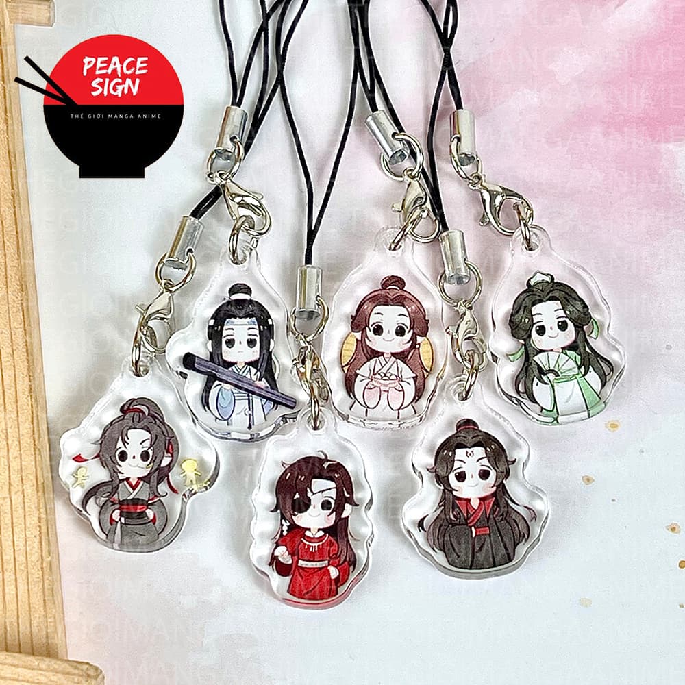 (mua 1 tặng 1) (CHIBI ĐỨNG) Dây Treo Điện Thoại mica Ma Đạo Tổ Sư Thiên Quan Tứ Phúc Hệ Thống Tự Cứu hình in 2 mặt