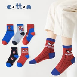SET 10 Đôi Tất Trẻ Em Cổ Cao Chất Cotton Hình ''SIÊU NHÂN NHỆN'' Co Dãn Thoáng Khí 7