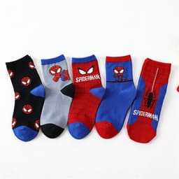 SET 10 Đôi Tất Trẻ Em Cổ Cao Chất Cotton Hình ''SIÊU NHÂN NHỆN'' Co Dãn Thoáng Khí 6