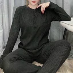 Set Đồ Bộ Nữ Ủ Kem Bigsize Tay Dài Quần Dài Thun Xốp Bộ Mặc Nhà Thu Đông Mềm Mịn Ấm Áp UK68 LIMO 8
