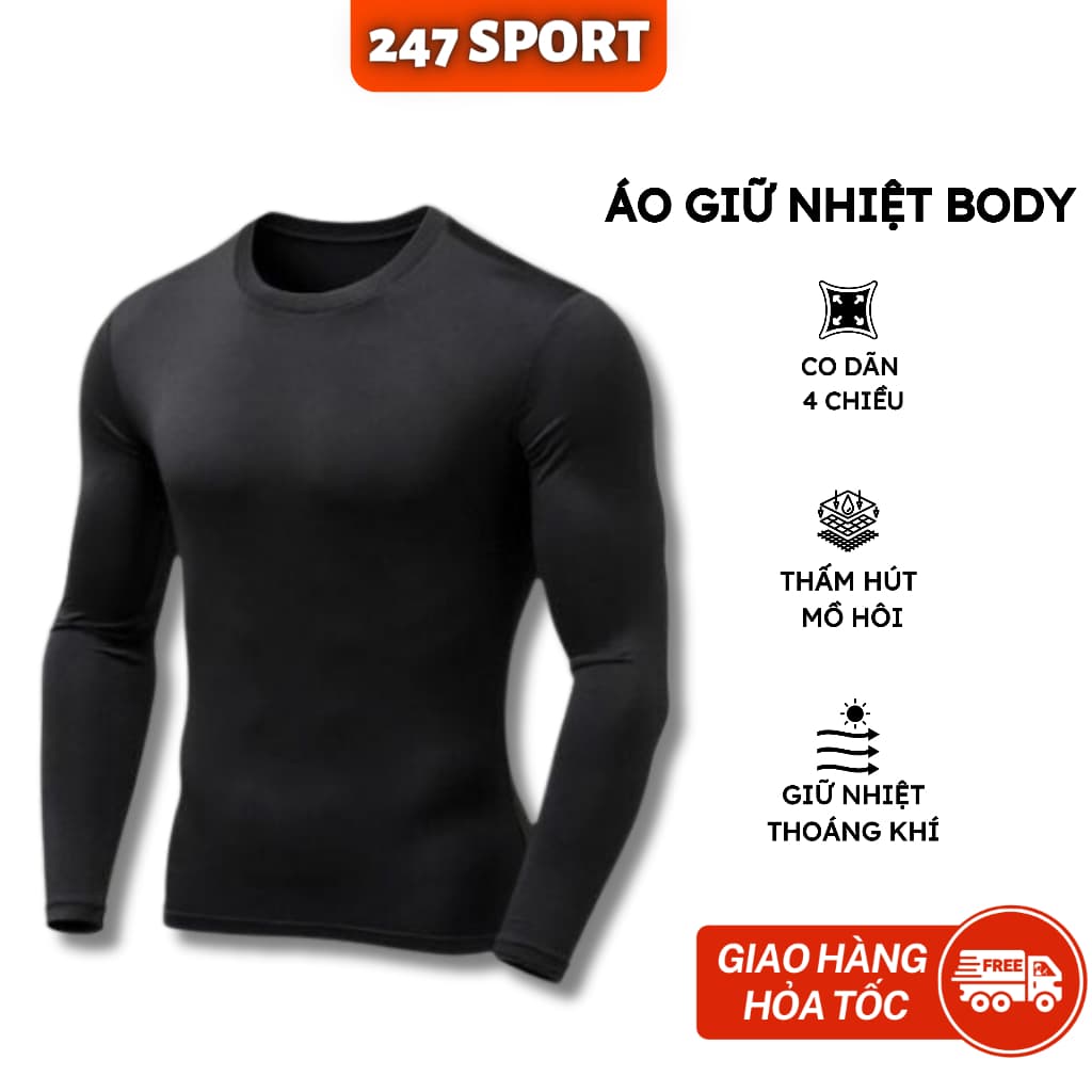 Áo giữ nhiệt thun nam nữ body đá bóng cầu lông pickleball thể thao thời trang đa dạng màu sắc mềm mại co giãn