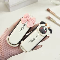 Lược chải tóc gấp gọn kèm gương 2 trong 1 đính Nơ Cừu siêu dễ thương 4