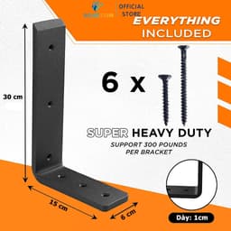 Bộ 2 chân đế chữ L BLUEZON hỗ trợ mặt bàn, ke chữ L dày 1cm treo tường bằng thép đặc phủ sơn tĩnh điện 2