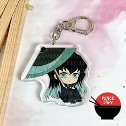 (mua 1 tặng 1) Móc khóa KIMETSU NO YAIBA ver NGỒI CHE Ô keyring mica in hình anime chibi dễ thương Thanh Gươm Diệt Quỷ 3