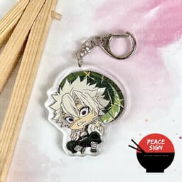 (mua 1 tặng 1) Móc khóa KIMETSU NO YAIBA ver NGỒI CHE Ô keyring mica in hình anime chibi dễ thương Thanh Gươm Diệt Quỷ 8
