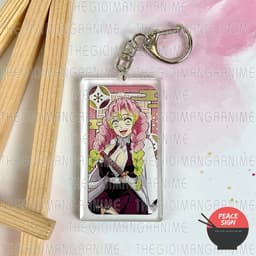 (mua 1 tặng 1) Móc khóa mica KIMETSU NO YAIBA ver CHỮ NHẬT hình in 2 mặt 3