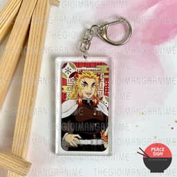 (mua 1 tặng 1) Móc khóa mica KIMETSU NO YAIBA ver CHỮ NHẬT hình in 2 mặt 4