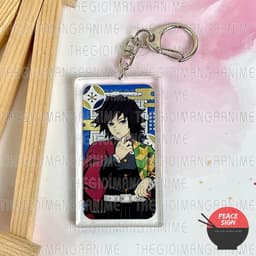 (mua 1 tặng 1) Móc khóa mica KIMETSU NO YAIBA ver CHỮ NHẬT hình in 2 mặt 5