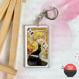 (mua 1 tặng 1) Móc khóa mica KIMETSU NO YAIBA ver CHỮ NHẬT hình in 2 mặt 8