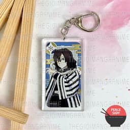 (mua 1 tặng 1) Móc khóa mica KIMETSU NO YAIBA ver CHỮ NHẬT hình in 2 mặt 9