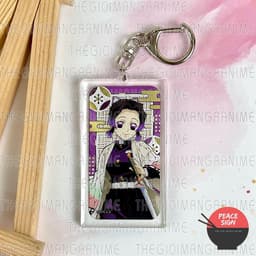 (mua 1 tặng 1) Móc khóa mica KIMETSU NO YAIBA ver CHỮ NHẬT hình in 2 mặt 2