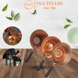 Bộ lọc trà tử sa có tay cầm và giá đỡ chất liệu bằng đồng pha trà tiện lợi sang trọng - HVL TEA 1