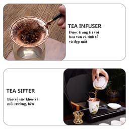 Bộ lọc trà tử sa có tay cầm và giá đỡ chất liệu bằng đồng pha trà tiện lợi sang trọng - HVL TEA 4