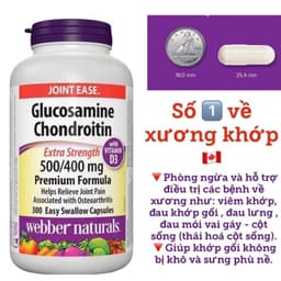 Viên uống hỗ trợ xương khớp Glucosamine Chondroitin + MSM Webber Naturals Canada 1