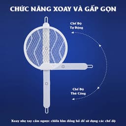 Vợt Diệt Muỗi Thông Minh Gập Gọn 2 Trong 1 - Đèn Bắt Muỗi An Toàn, Hiệu Quả Ban Đêm, Tiện Lợi. 9