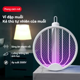 Vợt Diệt Muỗi Thông Minh Gập Gọn 2 Trong 1 - Đèn Bắt Muỗi An Toàn, Hiệu Quả Ban Đêm, Tiện Lợi. 2