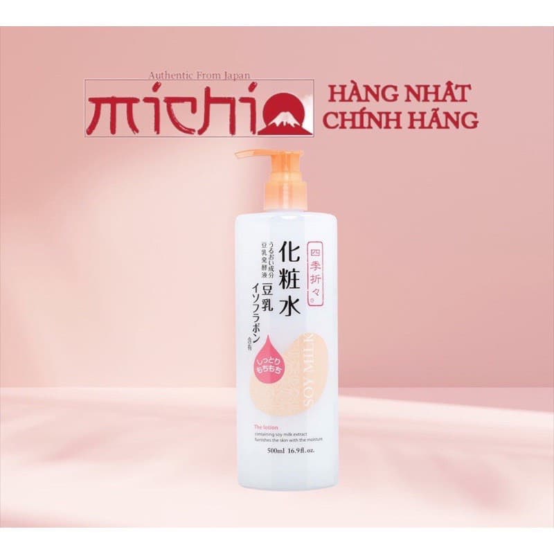 Nước hoa hồng đậu nành dưỡng ẩm Kumano Soy Milk Shikioriori Nhật Bản 500ml