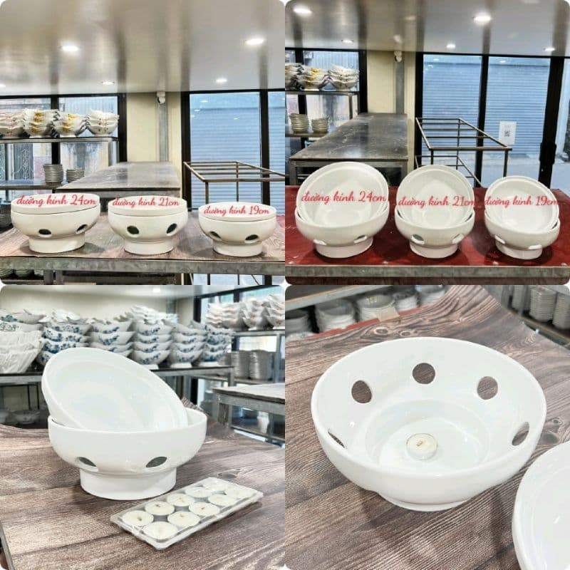 Bát hâm nóng thức ăn, Bếp  đun nóng thức ăn bằng cồn Bát Tràng, 3 size gốm sứ Cao cấp