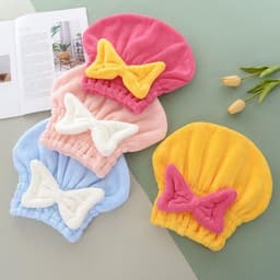 Khăn ủ tóc - Khăn quấn tóc gội đầu cao cấp, vải cotton mềm mại mũ ủ tóc gội đầu nhanh khô có nơ dễ thương cho nữ 8