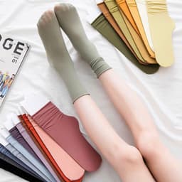 (Được Chọn Màu)Tất cao cổ chất mỏng cao cấp hoạ tiết sắc màu pastel cổ nhún Siêu Đẹp tcc12 [LILIRIA] 9