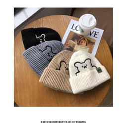 Mũ Len Trùm Đầu Đủ Màu Gấu HITI Giữ Ấm Tốt Cho Bé - 2 lớp - Từ 1-4 tuổi Phong Cách Hàn Quốc 4