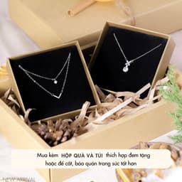 Dây Chuyền Nữ Đá Zircon Cz 5A Dây Đôi Mặt Chữ V NHÀ CÚ Màu Bạc Sang Trọng Phong Cách Hàn Quốc 7039 4