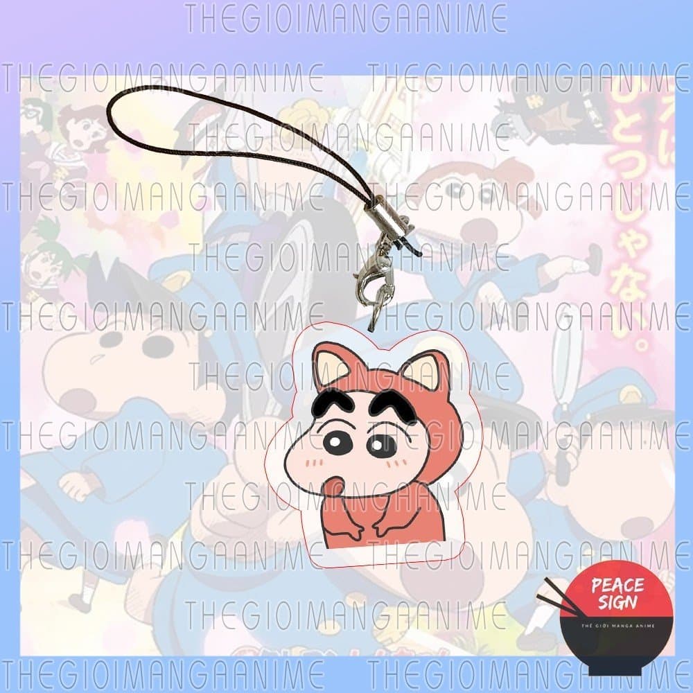 (mua 1 tặng 1) Dây treo điện thoại SHIN CẬU BÉ BÚT CHÌ ver GIẢ THÚ Crayon Shin-chan in hình anime móc mica quà tặng