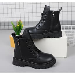 Bốt bé gái, Giày Bốt Cho Bé Gái 3 Tuổi Đến 10 Tuổi, Giày Bốt Cổ Cao Khóa Kéo Tiện Lợi, Boots Trẻ Em Gái Da Pu Mềm [A04] 3