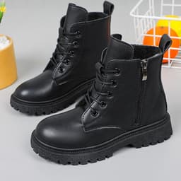 Bốt bé gái, Giày Bốt Cho Bé Gái 3 Tuổi Đến 10 Tuổi, Giày Bốt Cổ Cao Khóa Kéo Tiện Lợi, Boots Trẻ Em Gái Da Pu Mềm [A04] 4