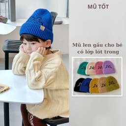 Mũ Len Trùm Đầu Đủ Màu Gấu HITI Giữ Ấm Tốt Cho Bé - 2 lớp - Từ 1-4 tuổi Phong Cách Hàn Quốc 1