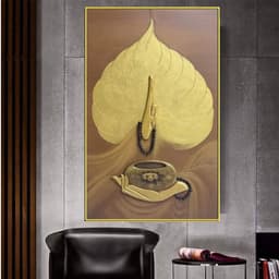 Tranh canvas treo tường Phật và lá bồ đề phòng thờ 60 x 90 cm 1