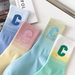 Set 5 Đôi Tất cao cổ họa tiết Chữ C Đổi Màu siêu hót phong cách hàn tt28 LILIRIA 4